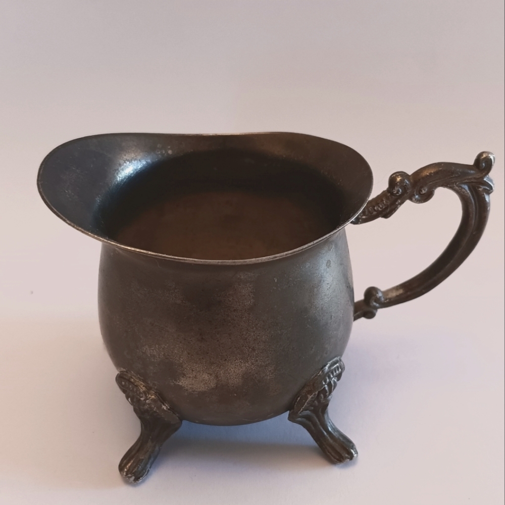 Antique 1950s Davco Silver Ltd Creamer Bowl Ornate Floral Handle Pre-owned